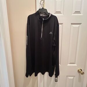 Adidas Men’s Classic Black Quarter-Zip Performance Pullover, 3 stripes, XXL